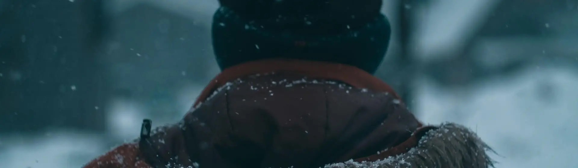 Person staring out in the snow